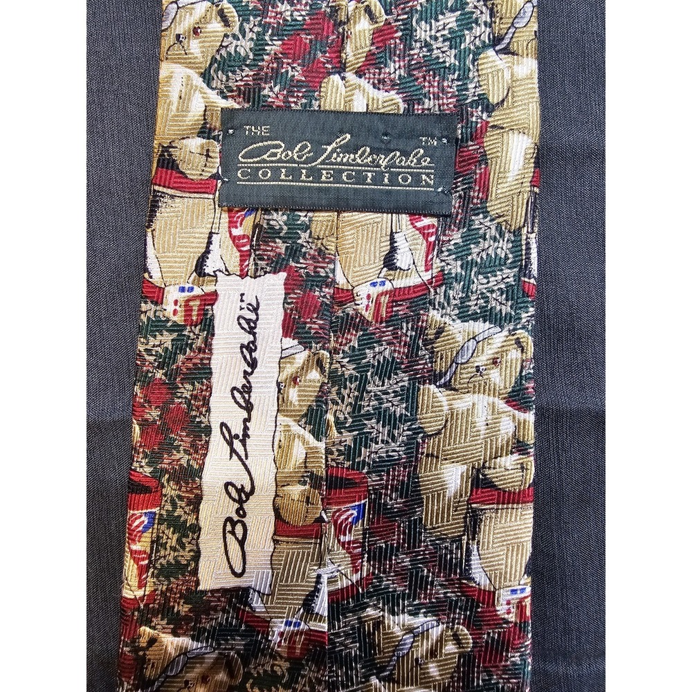 Vintage Bob Timberlake 100% Silk Necktie Holiday Teddy Bear Drumline Extra Long - Picture 2 of 3